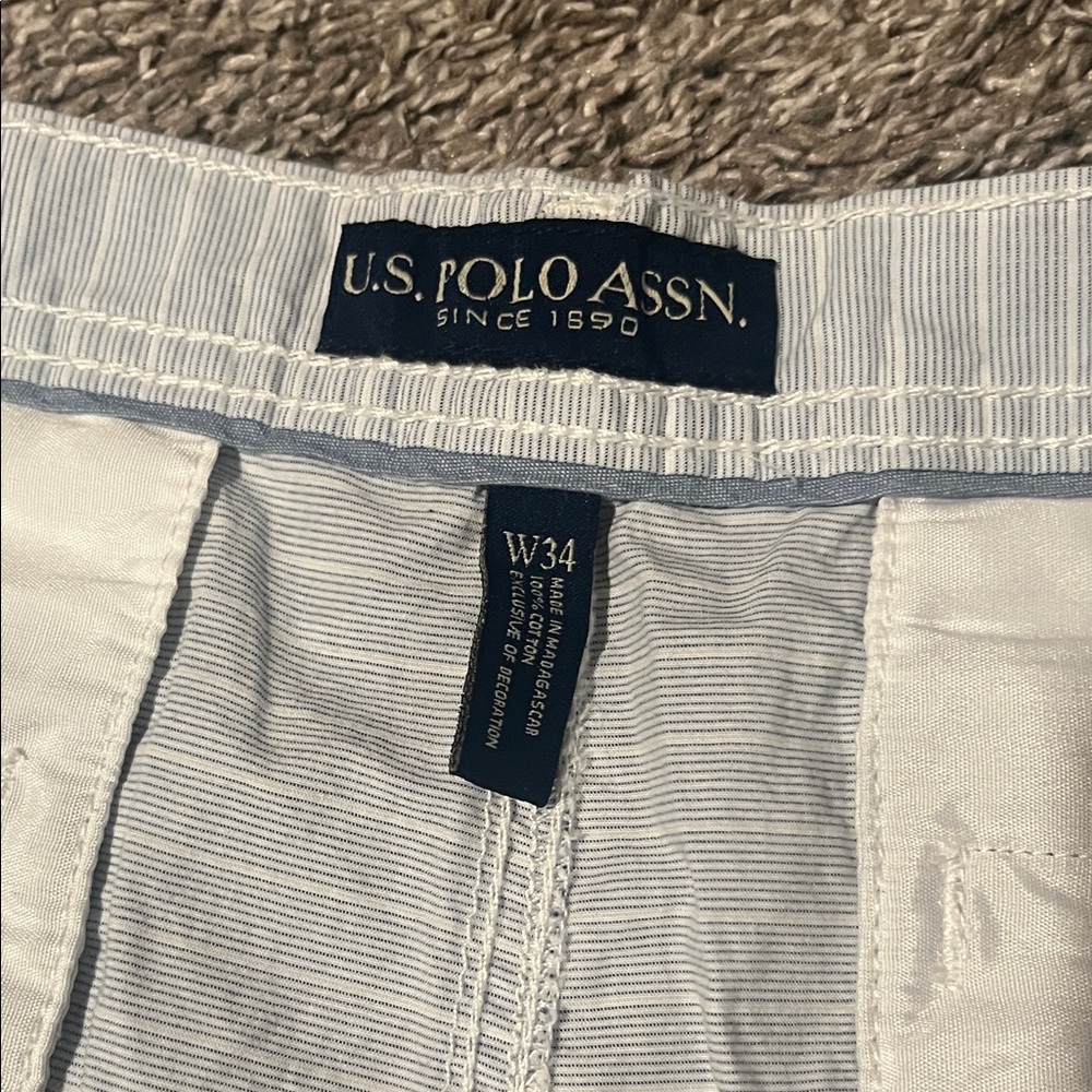 U.S POLO Men's Light Gray Striped Shorts - Picture 3 of 4